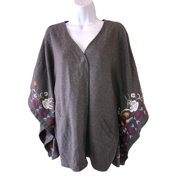 JOHNNY WAS Embroidered Blanket Poncho Cardigan Cotton EUC Size XS - Picture 1 of 12